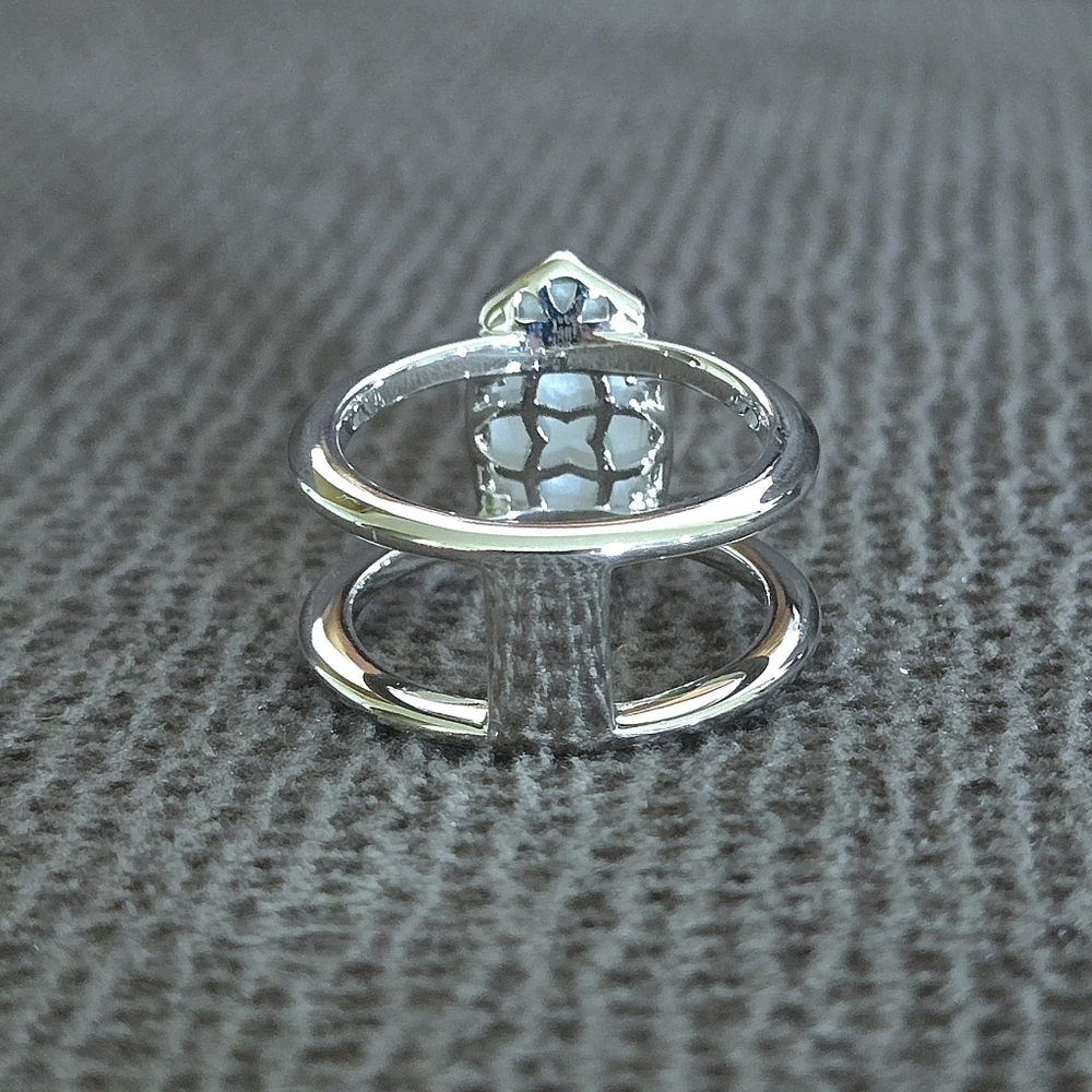 Kendra Scott "Elyse" Double✌️ Band White Iridescent Drusy Ring💍 - Picture 11 of 16